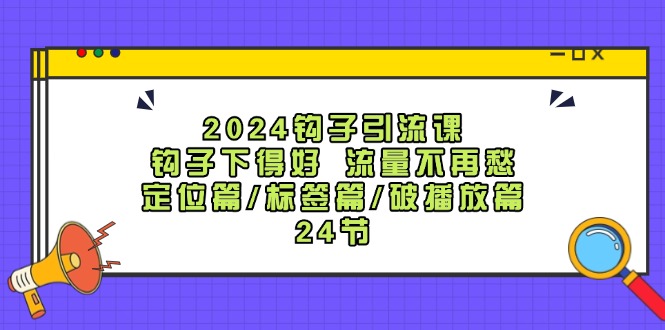 2024钩子引流课：钩子下得好流量不再愁，定位篇/标签篇/破播放篇/24节-小艾项目网