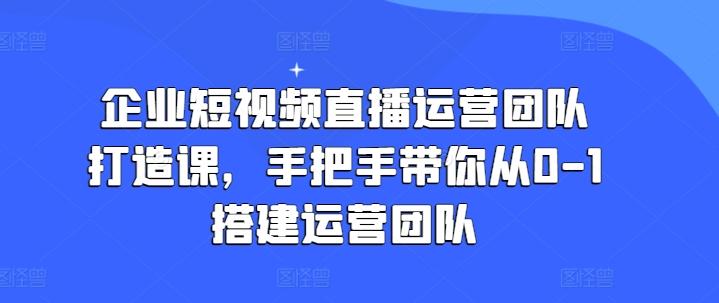 企业短视频直播运营团队打造课，手把手带你从0-1搭建运营团队-小艾项目网