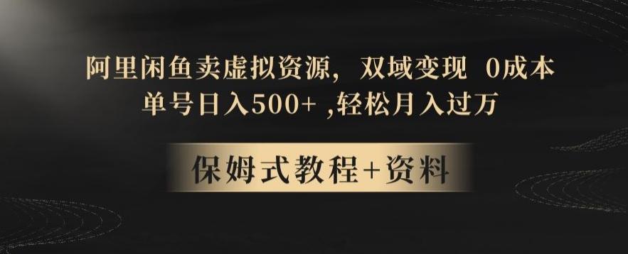 阿里闲鱼卖虚拟资源，双域变现，0成本，日入500+，轻松月入过万-小艾项目网