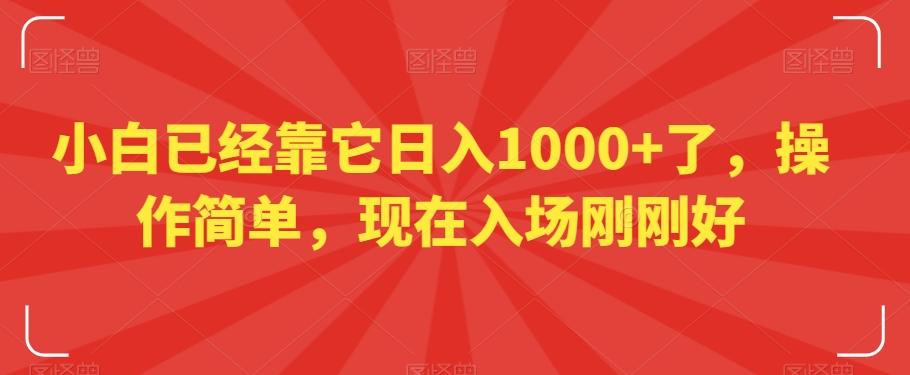 小白已经靠它日入1000+了，操作简单，现在入场刚刚好【揭秘】-小艾项目网