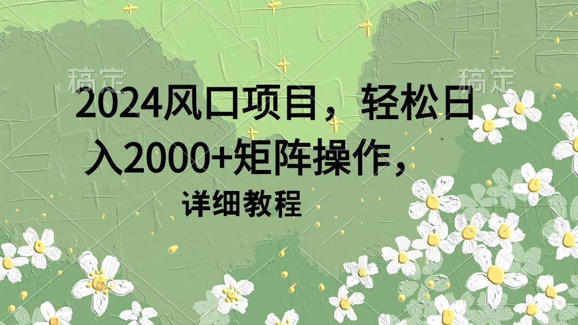 (9652期)2024风口项目，轻松日入2000+矩阵操作，详细教程-小艾项目网