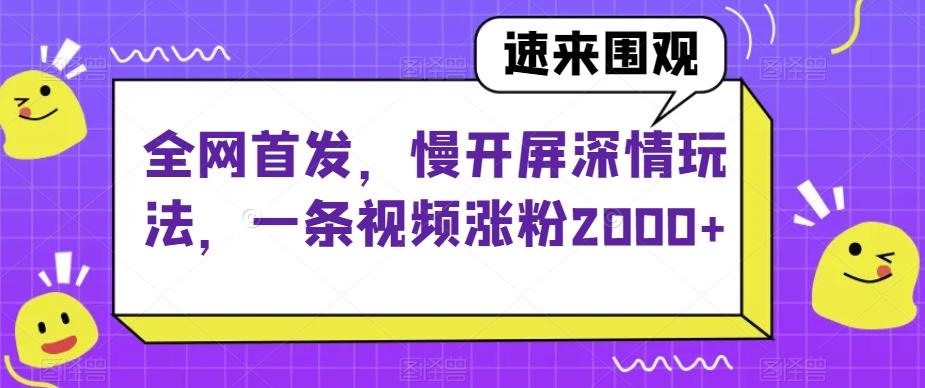 全网首发，慢开屏深情玩法，一条视频涨粉2000+【揭秘】-小艾项目网
