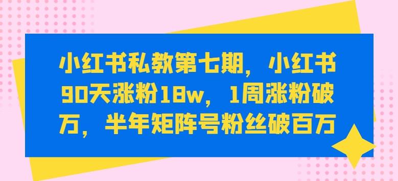 小红书私教第七期，小红书90天涨粉18w，1周涨粉破万，半年矩阵号粉丝破百万-小艾项目网