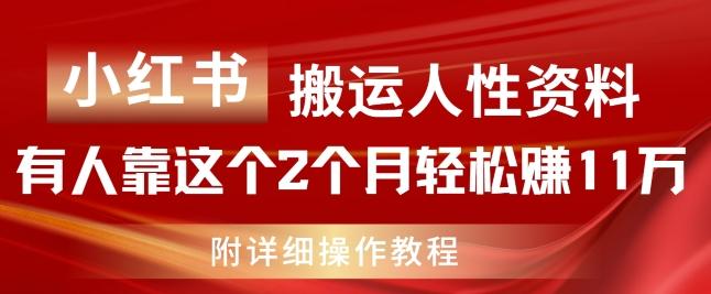 小红书搬运人性资料，有人靠这个2个月轻松赚11w，附教程【揭秘】-小艾项目网