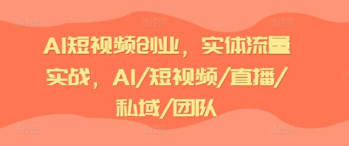AI短视频创业，实体流量实战，AI/短视频/直播/私域/团队-小艾项目网