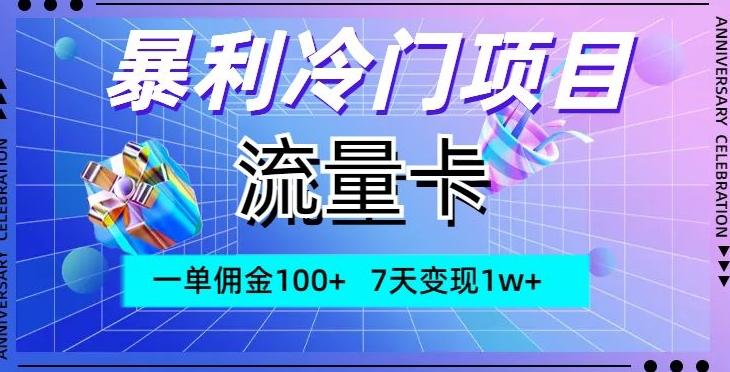 暴利冷门项目，流量卡，一单佣金100+，7天变现1w+-小艾项目网