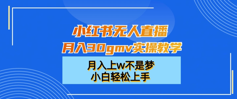 小红书无人直播月入30gmv实操教学，月入上w不是梦，小白轻松上手【揭秘】-小艾项目网