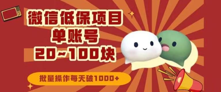 微信领低保单账号20元-100元，批量操作每天破1000+-小艾项目网