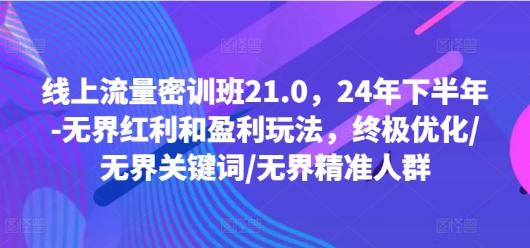 线上流量密训班21.0，24年下半年-无界红利和盈利玩法，终极优化/无界关键词/无界精准人群-小艾项目网