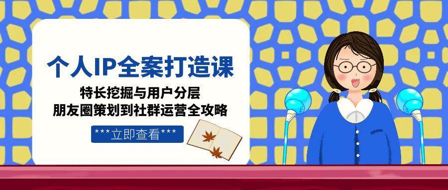 个人IP全案打造课，特长挖掘与用户分层，朋友圈策划到社群运营全攻略-小艾项目网