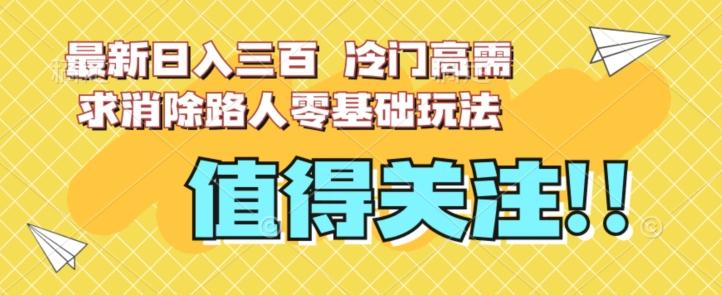 最新日入三百，冷门高需求消除路人零基础玩法【揭秘】-小艾项目网