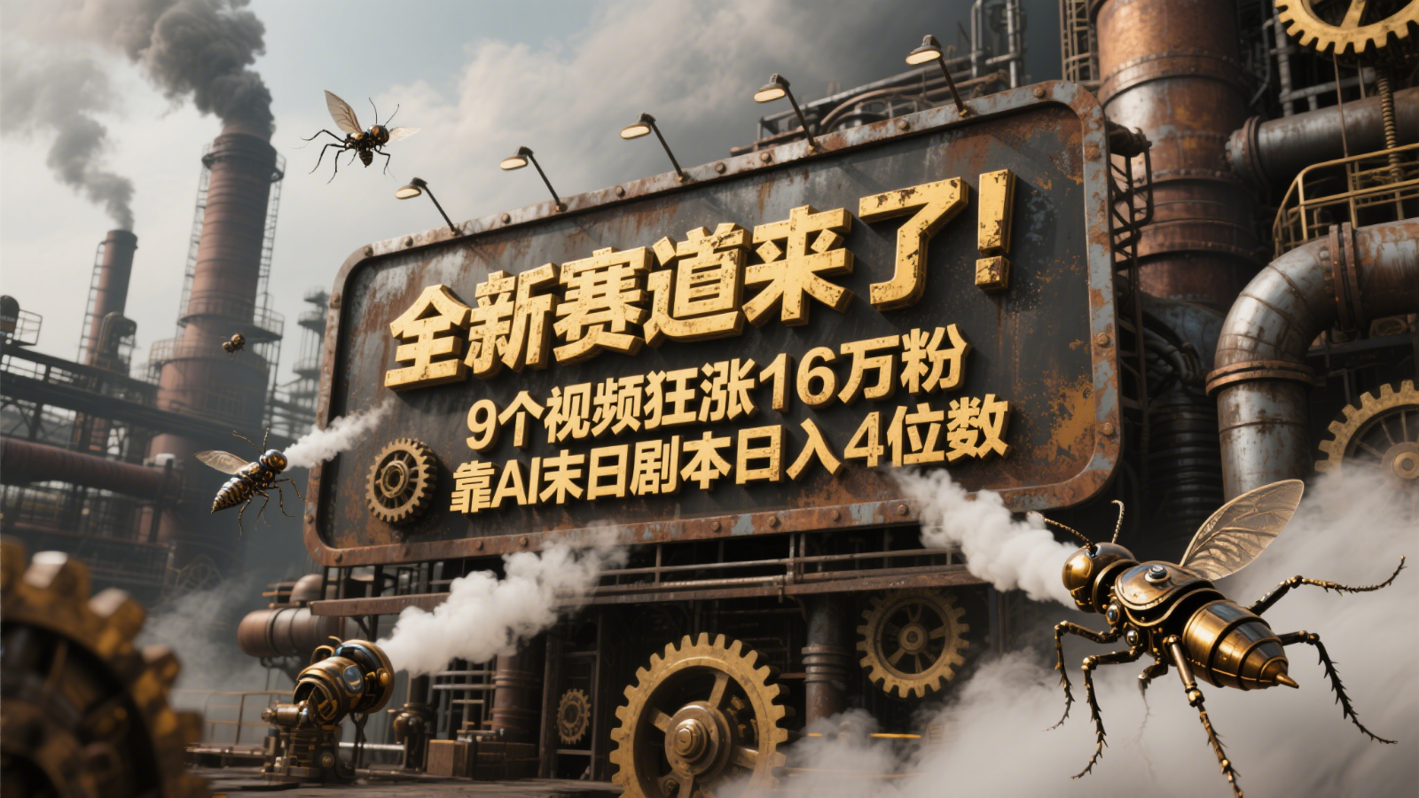 全新赛道来了！9个视频狂涨16万粉，靠AI末日剧本日入4位数，评论区爆肝追更！-小艾项目网