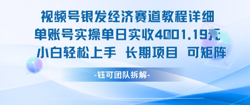 视频号银发经济赛道单账号实操单日实收1k+，小白轻松上手长期项目-小艾项目网