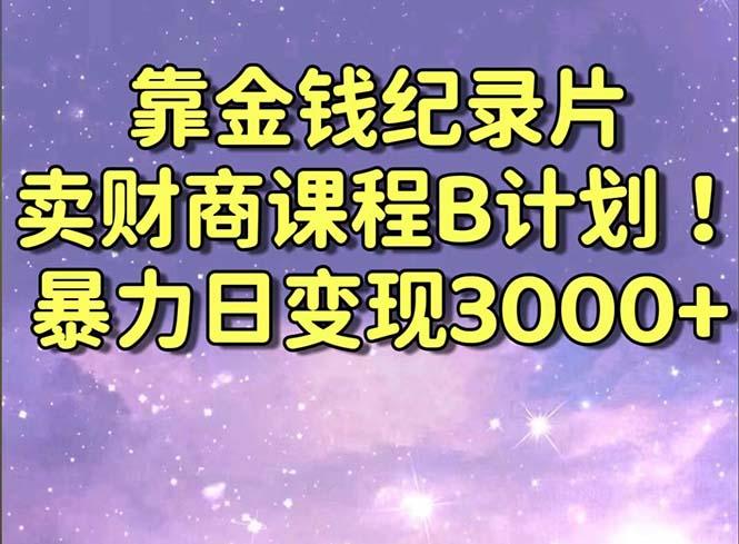 靠金钱纪录片卖财商课程B计划！暴力日变现3000+，喂饭式干货教程！-小艾项目网