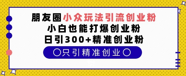 朋友圈小众玩法引流创业粉，小白也能打爆创业粉，日引300+精准创业粉【揭秘】-小艾项目网