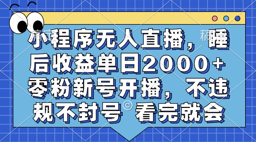 小程序无人直播，睡后收益单日2000+ 零粉新号开播，不违规不封号 看完就会-小艾项目网