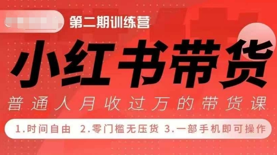 小Red书带货42天训练营 2.0版，宝妈+自由职+上班族+大学生，提高副业收入的大红利项目-小艾项目网