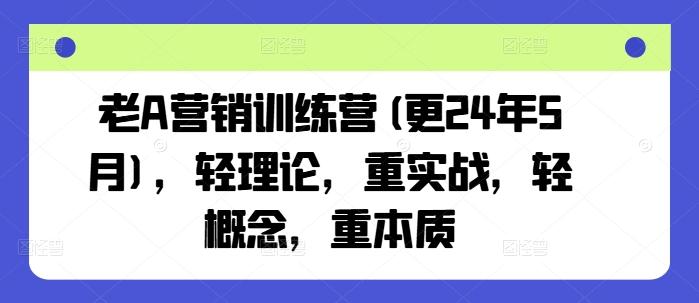 老A营销训练营(更24年6月)，轻理论，重实战，轻概念，重本质-小艾项目网