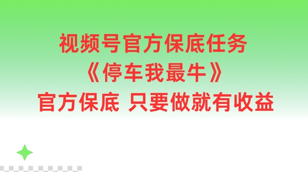 视频号官方保底任务，停车我最牛，官方保底只要做就有收益【揭秘】-小艾项目网