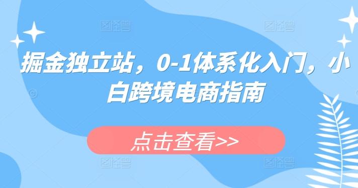 掘金独立站，0-1体系化入门，小白跨境电商指南-小艾项目网