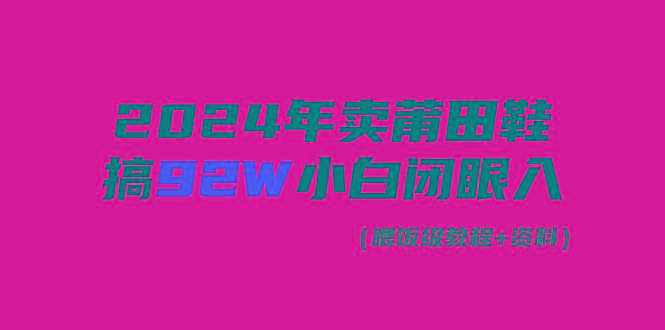(9329期)2024年卖莆田鞋，搞了92W，小白闭眼操作！-小艾项目网