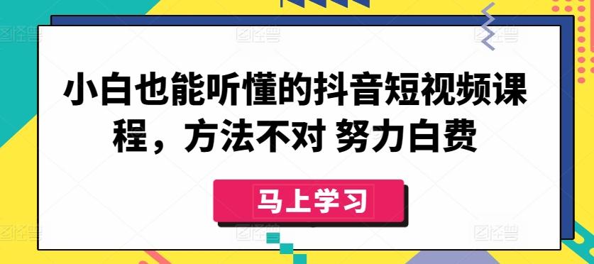 小白也能听懂的抖音短视频课程，方法不对 努力白费-小艾项目网