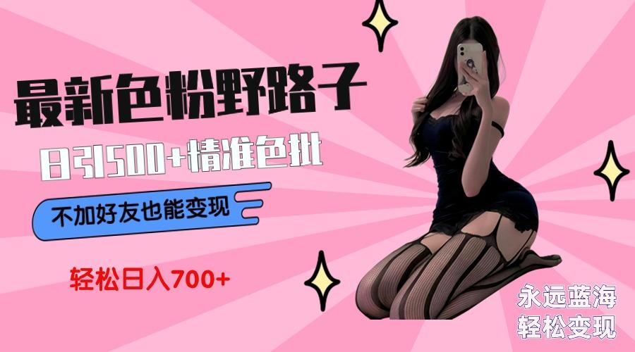 最新色粉变现野路子，日引500+老色批 可不加好友直接变现 小白轻松日入700+-小艾项目网