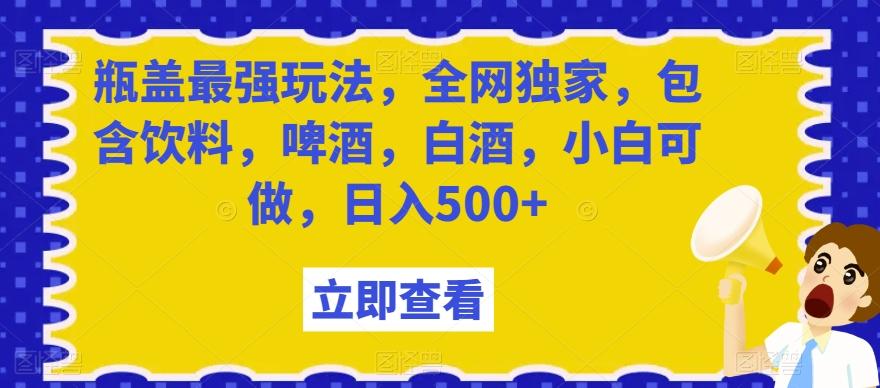 瓶盖最强玩法，全网独家，包含饮料，啤酒，白酒，小白可做，日入500+【揭秘】-小艾项目网