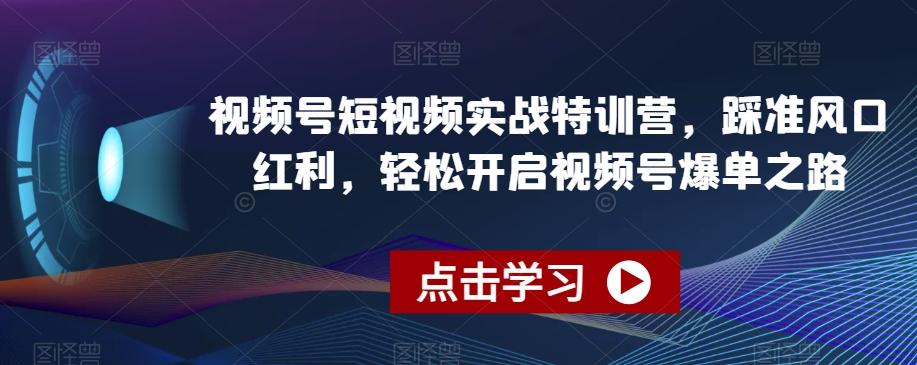 视频号短视频实战特训营，踩准风口红利，轻松开启视频号爆单之路-小艾项目网