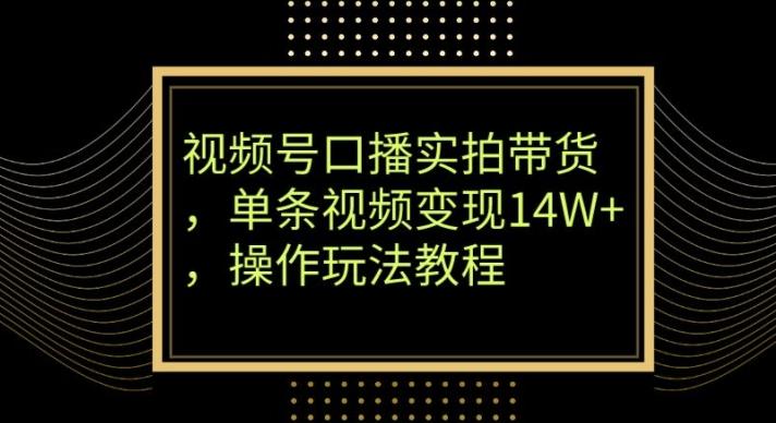 视频号口播实拍带货，单条视频变现14W+，操作玩法教程-小艾项目网
