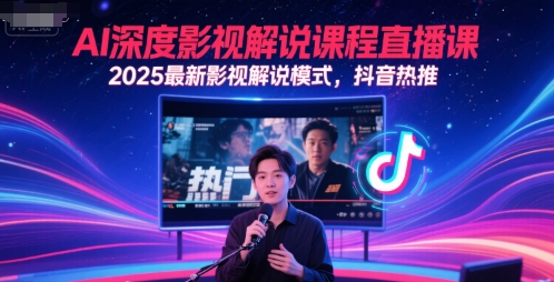 AI深度影视解说课程直播课，2025最新影视解说模式，抖音热推-小艾项目网