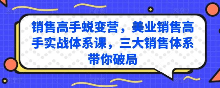 销售高手蜕变营，美业销售高手实战体系课，三大销售体系带你破局-小艾项目网