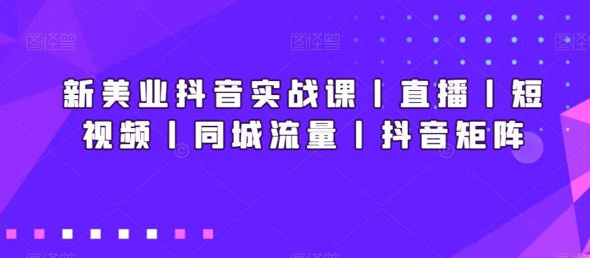 新美业抖音实战课丨直播丨短视频丨同城流量丨抖音矩阵-小艾项目网