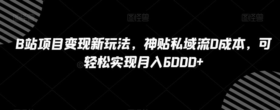 B站项目变现新玩法，神贴私域流0成本，可轻松实现月入6000+【揭秘】-小艾项目网