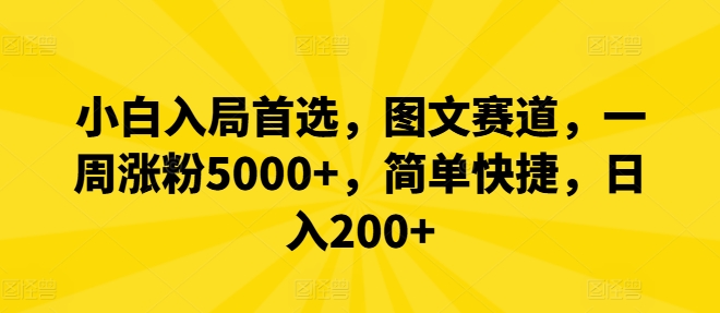 小白入局首选，图文赛道，一周涨粉5000+，简单快捷，日入200+-小艾项目网