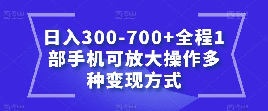 日入300-700+全程1部手机可放大操作多种变现方式【揭秘】-小艾项目网