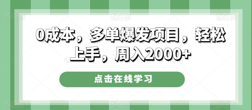 0成本，多单爆发项目，轻松上手，周入2000+-小艾项目网