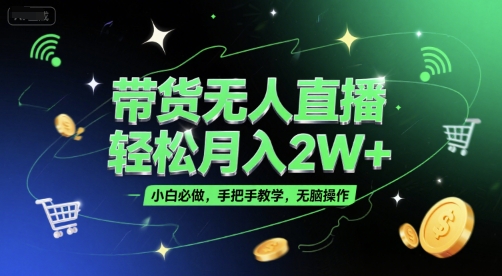 带货无人直播，轻松月入2W+，小白必做，手把手教学，无脑操作(附学习资料)-小艾项目网