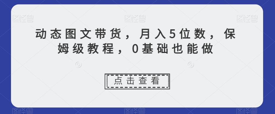 动态图文带货，月入5位数，保姆级教程，0基础也能做【揭秘】-小艾项目网