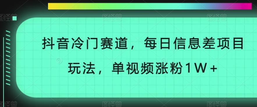 抖音冷门赛道，每日信息差项目玩法，单视频涨粉1W+-小艾项目网