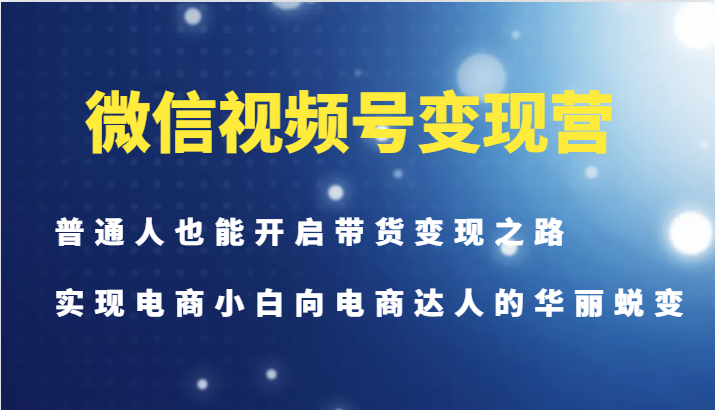 微信视频号变现营-普通人也能开启带货变现之路，实现电商小白向电商达人的华丽蜕变-小艾项目网