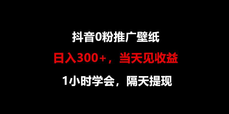 日入300+，抖音0粉推广壁纸，1小时学会，当天见收益，隔天提现-小艾项目网