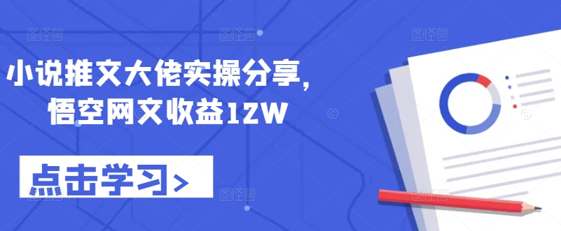 小说推文大佬实操分享，悟空网文收益12W-小艾项目网
