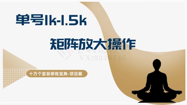 十万个富翁修炼宝典15.单号1k-1.5k，矩阵放大操作-小艾项目网