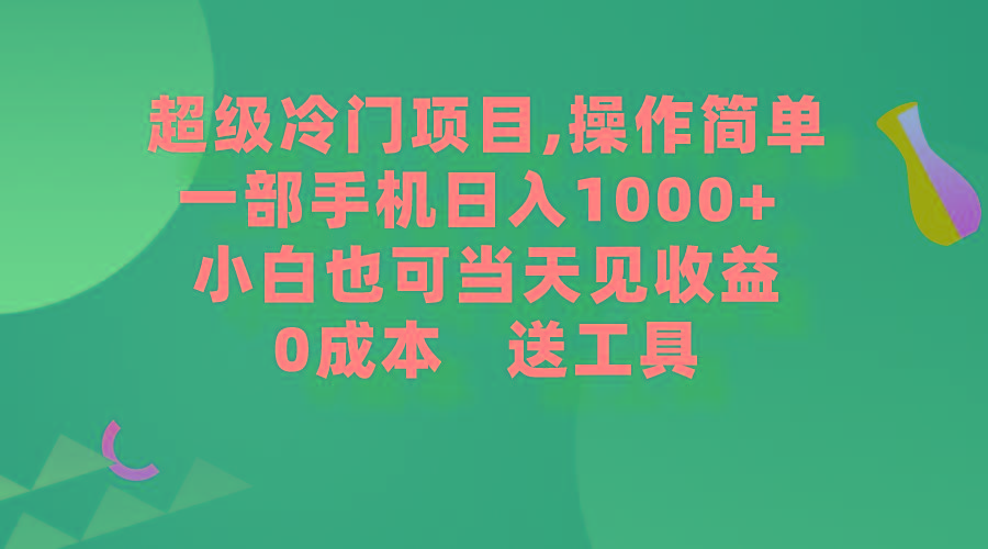 (9291期)超级冷门项目,操作简单，一部手机轻松日入1000+，小白也可当天看见收益-小艾项目网