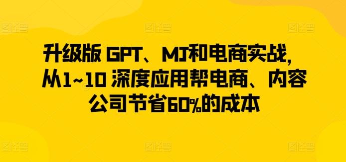 升级版 GPT、MJ和电商实战，从1~10 深度应用帮电商、内容公司节省60%的成本-小艾项目网