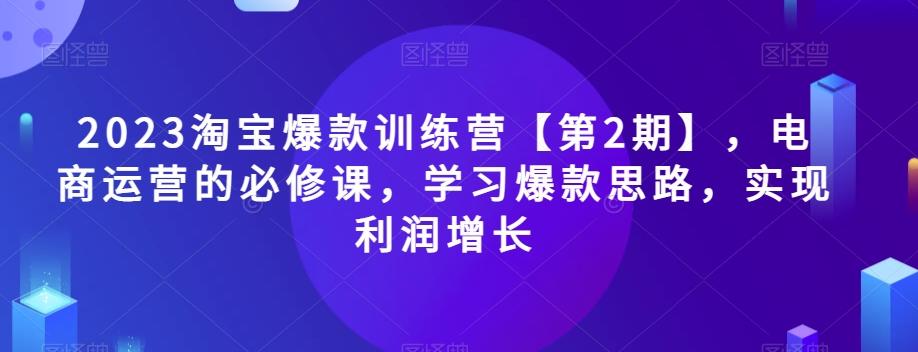 2023淘宝爆款训练营【第2期】，电商运营的必修课，学习爆款思路，实现利润增长-小艾项目网