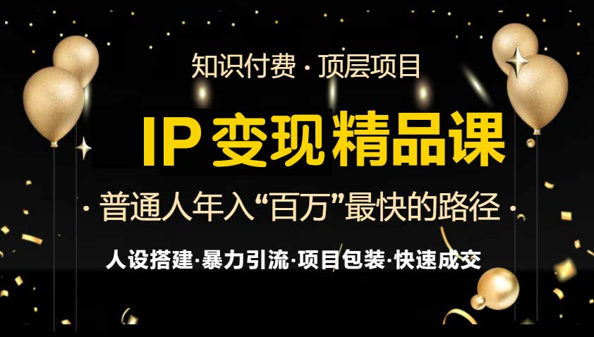 IP变现最新精品课程，知识付费全流程+最强引流术+小白避坑指南-小艾项目网