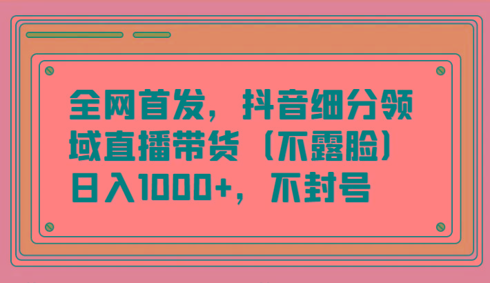 全网首发，抖音细分领域直播带货(不露脸)项目，日入1000+，不封号-小艾项目网