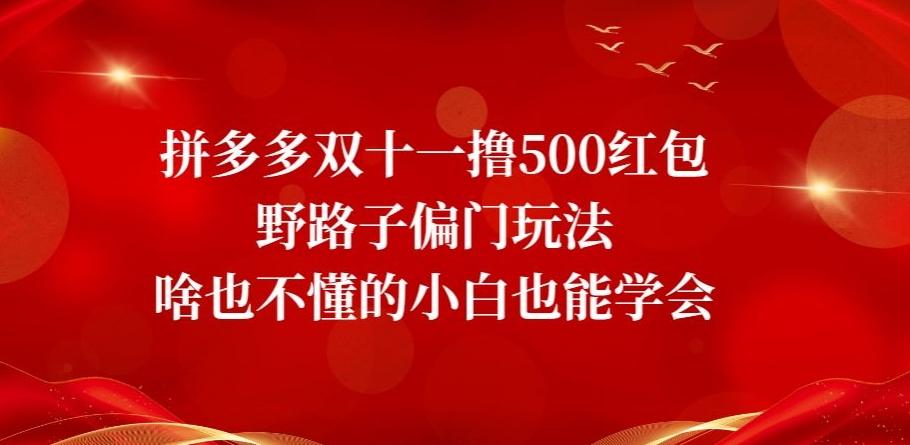 拼多多双十一撸500红包野路子偏门玩法，啥也不懂的小白也能学会【揭秘】-小艾项目网
